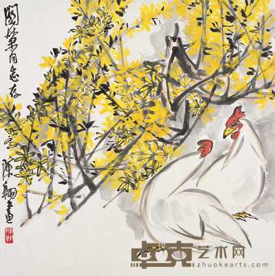 陈大羽 双吉 镜心 70×69cm
